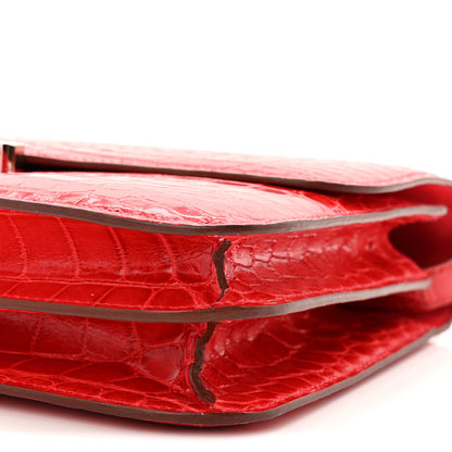 Hermes Shiny Niloticus Crocodile Constance Elan 25 Rouge Casaque 19 of 19