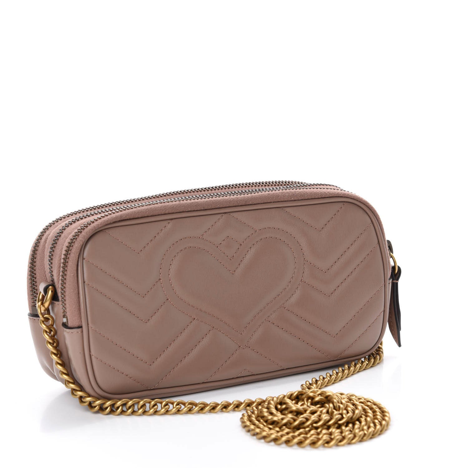 Gucci Calfskin Matelasse Mini GG Marmont Chain Crossbody Bag Porcelain Rose 3 of 11