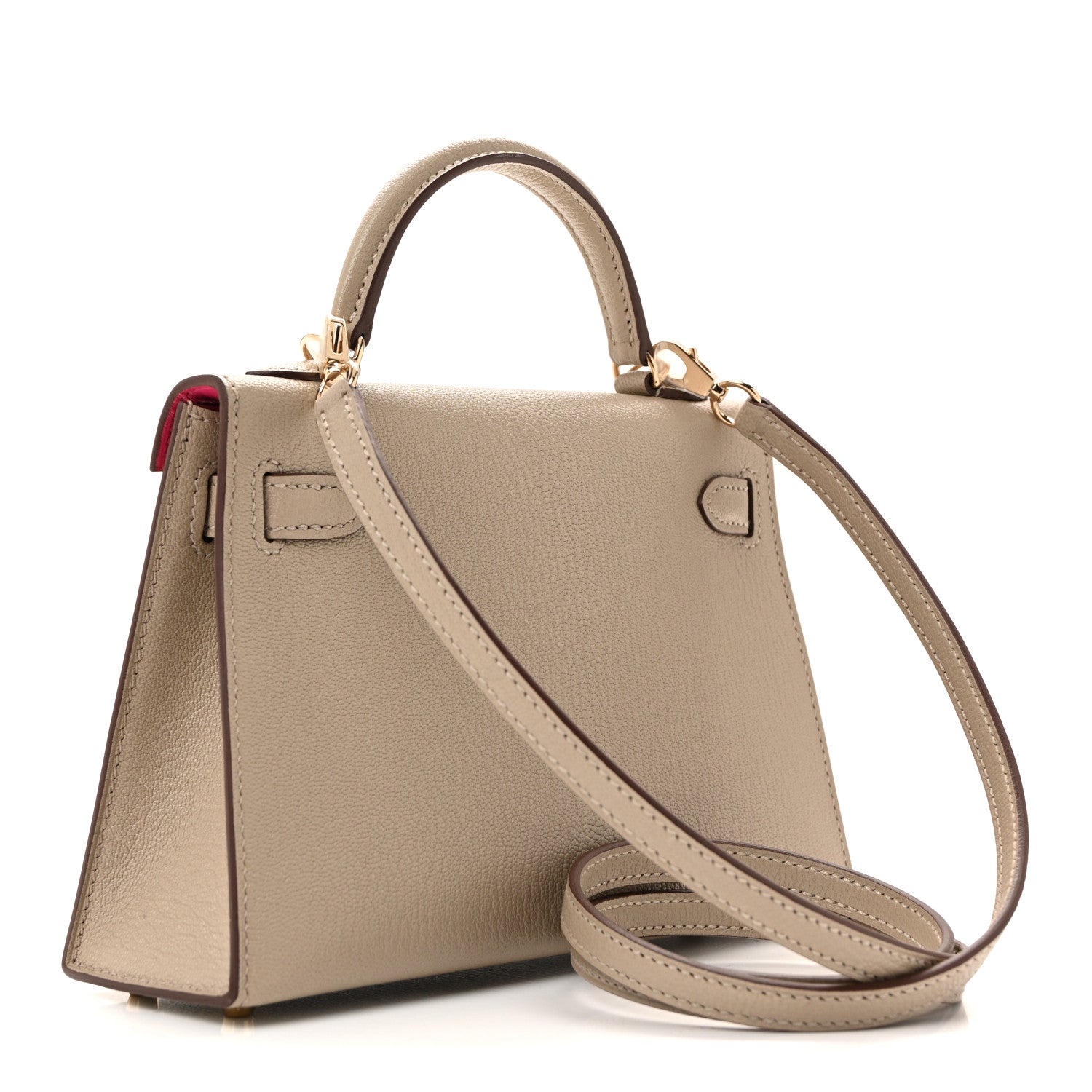 Hermes Chevre Mysore Horseshoe Mini Kelly Sellier 20 Gris Tourterelle Rose Mexico 3 of 10