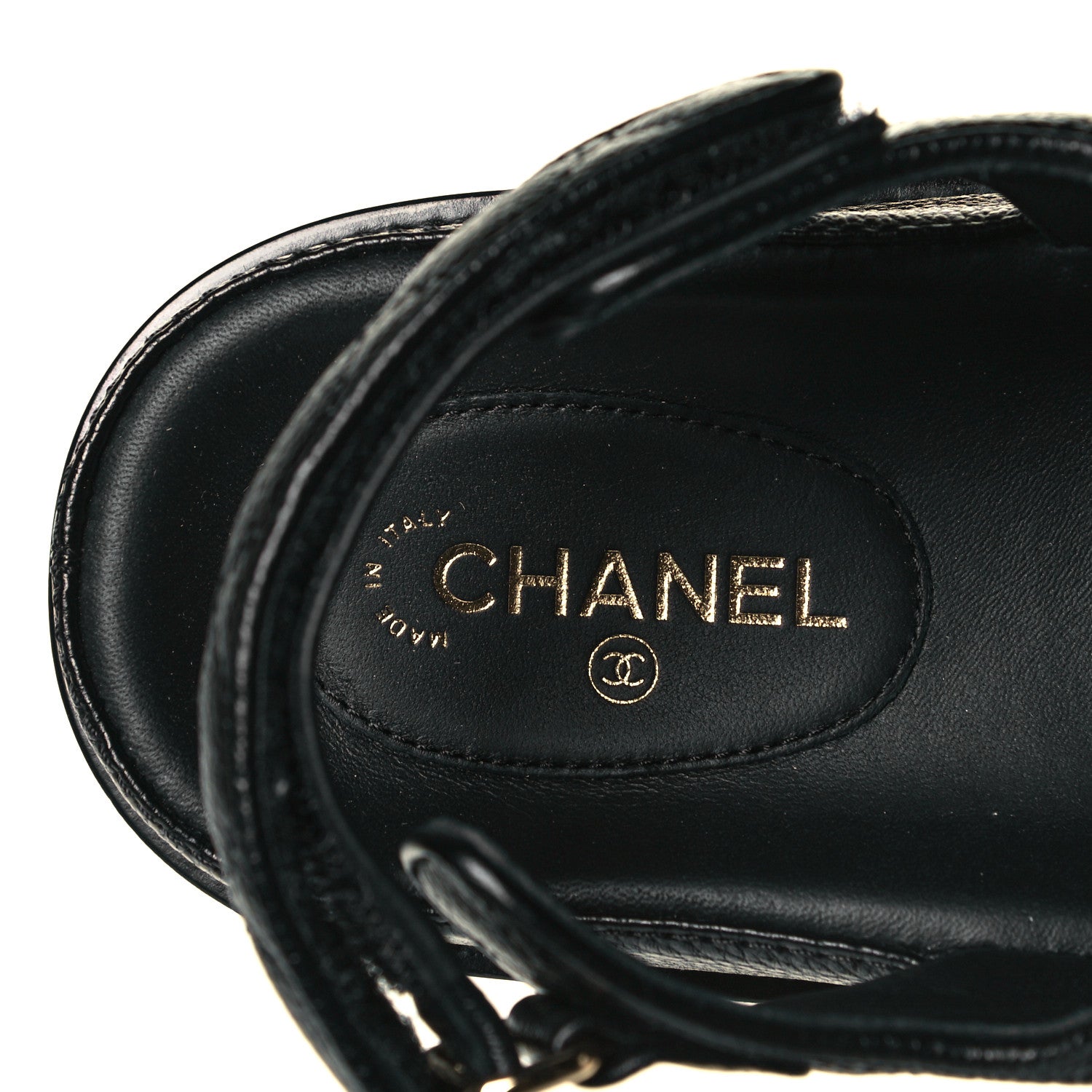 Chanel Grained Calfskin Velcro Dad Sandals 36.5 Black 4 of 9