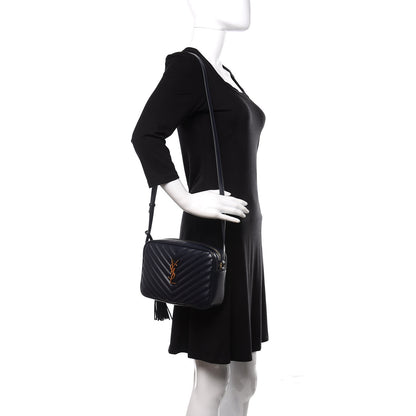 Saint Laurent Calfskin Matelasse Monogram Lou Camera Bag Navy 2 of 12
