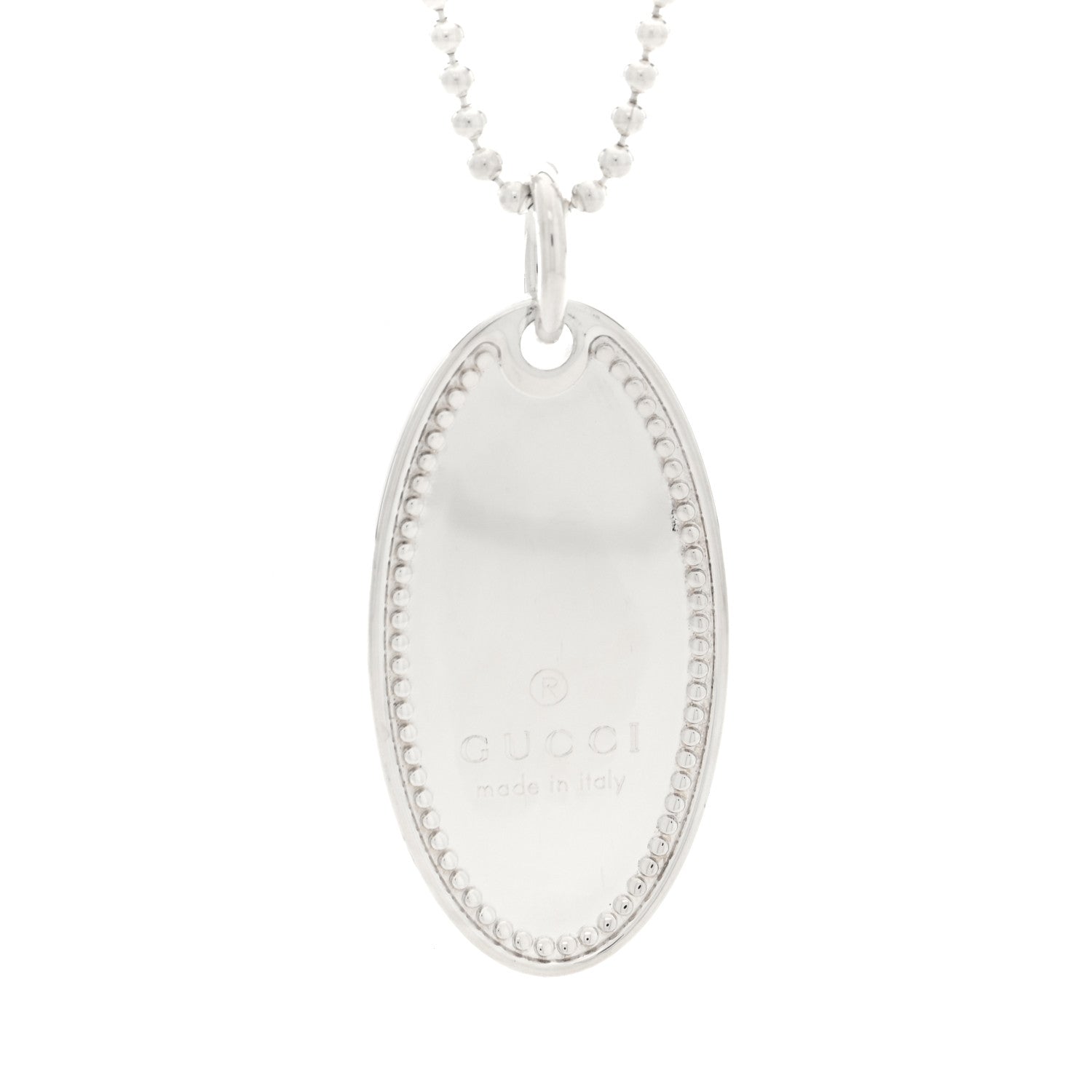 Gucci Sterling Silver Trademark Logo Oval Pendant Necklace 4 of 5