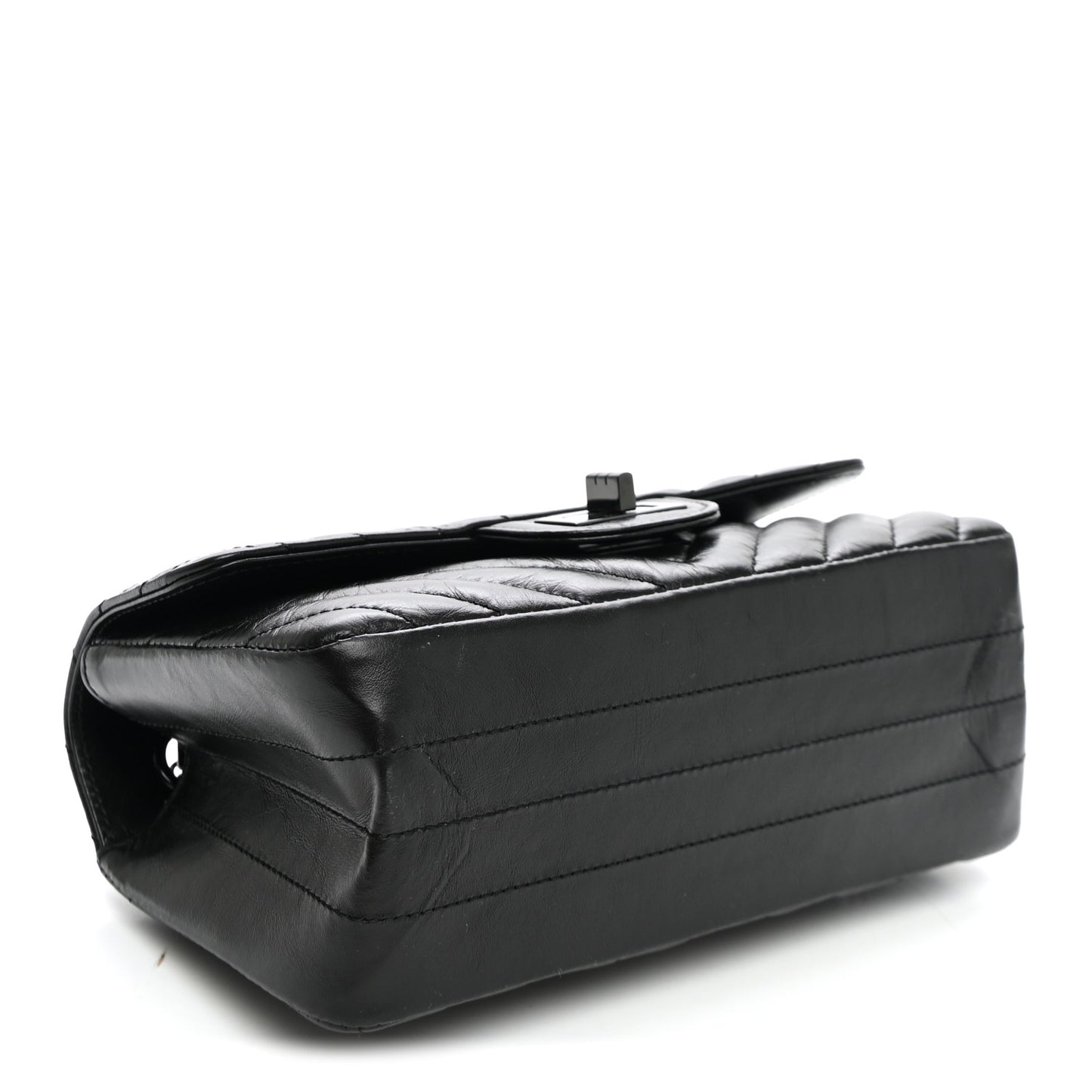 Aged Calfskin Chevron Quilted 2.55 Reissue Mini Flap So Black