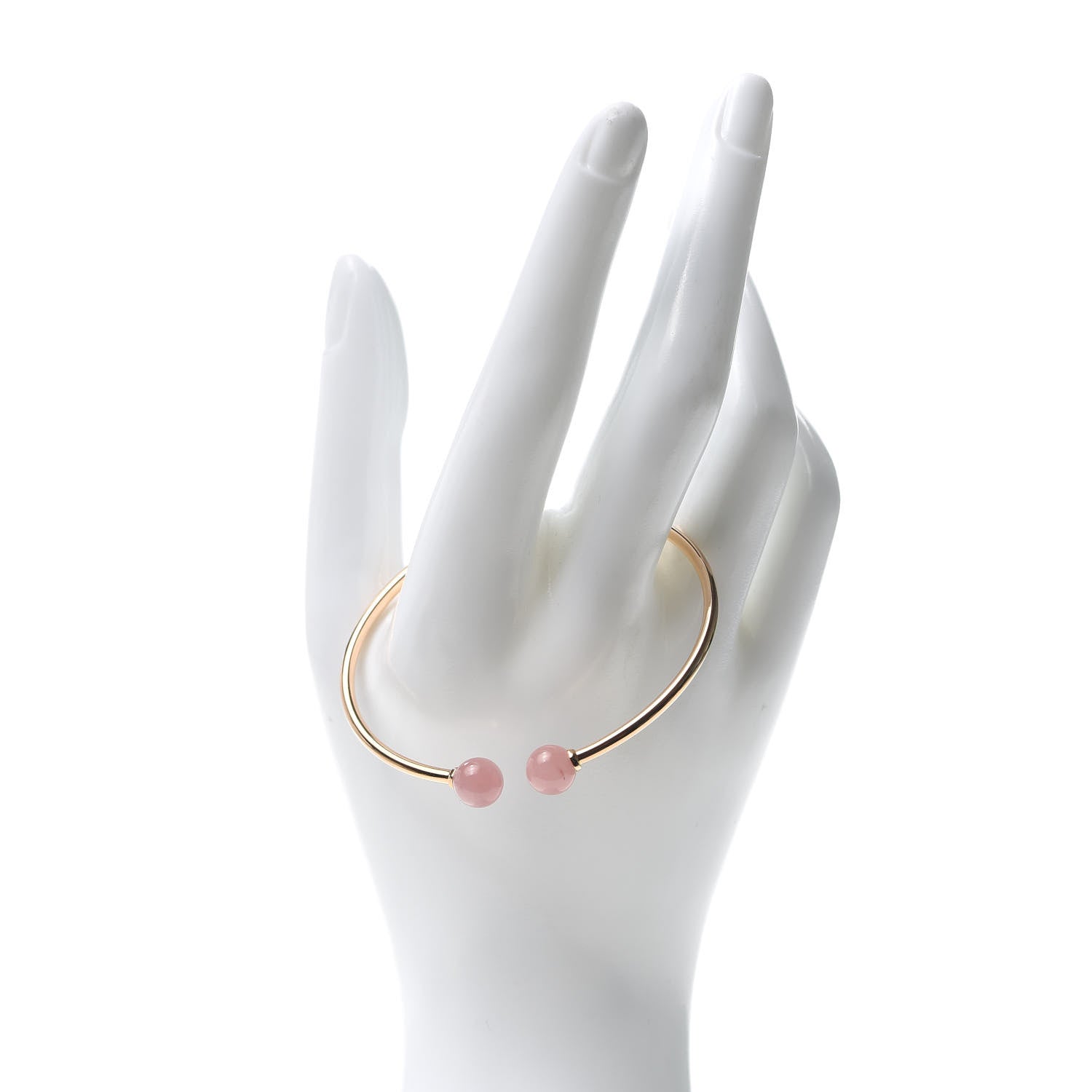 Tiffany 18K Rose Gold Rose Quartz HardWear Ball Wire Bracelet 2 of 5