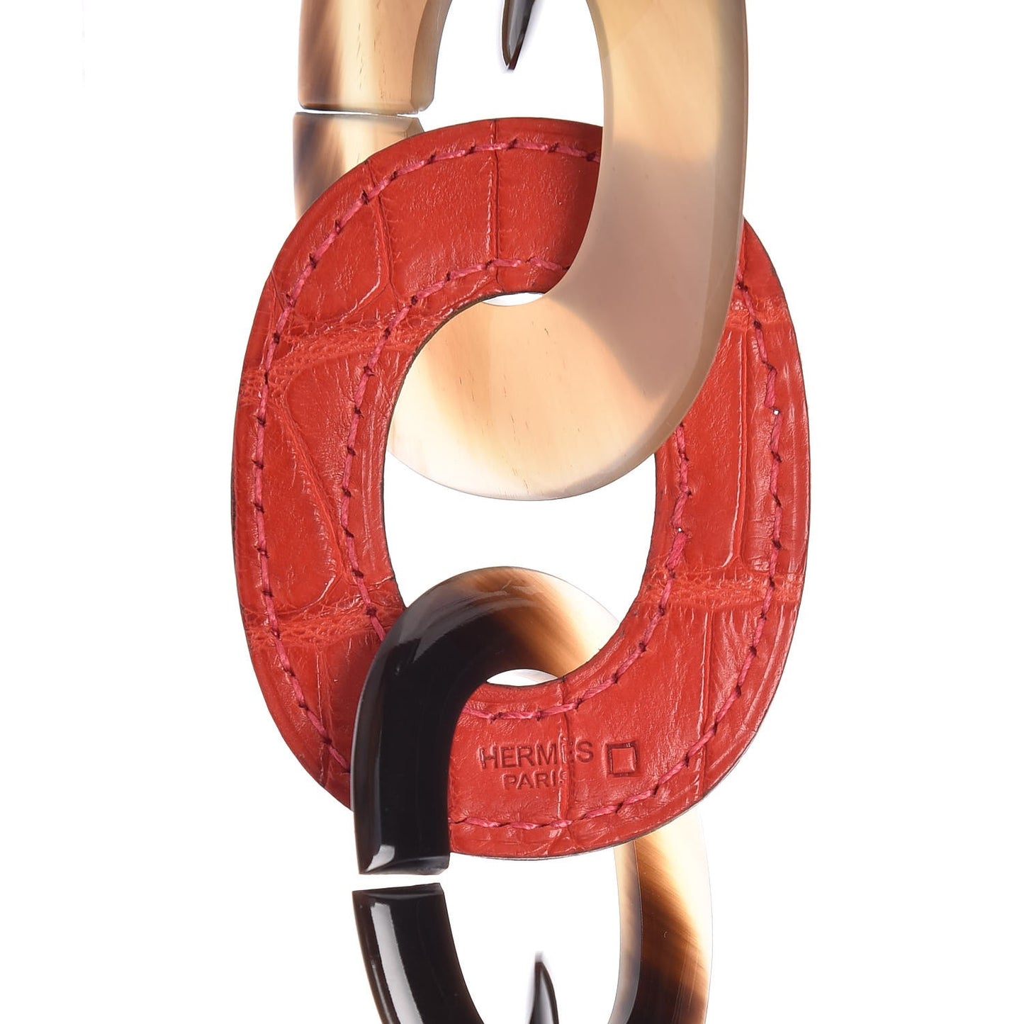 Buffalo Horn Alligator Isidore Necklace Rouge H