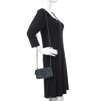 Chanel Iridescent Caviar Quilted CC Filigree Clutch With Chain Dark Turquoise 2 of 13