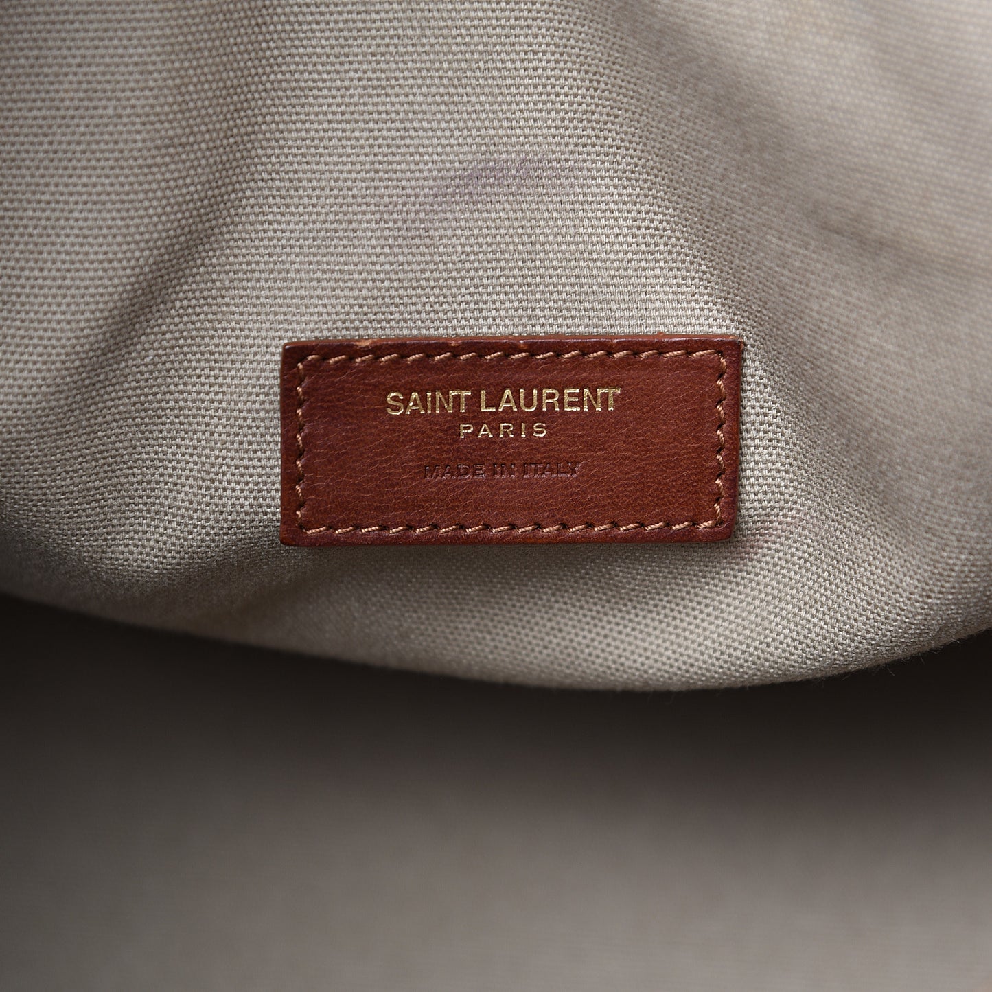 Linen Calfskin Medium Souple Sac De Jour Cognac