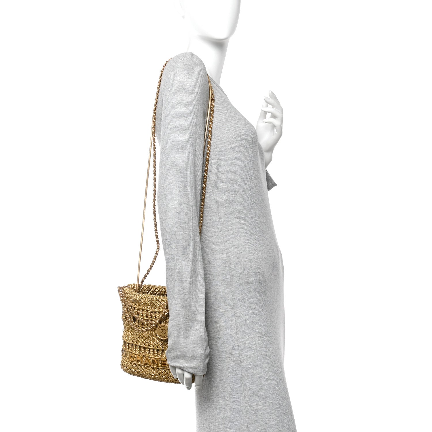Chanel Metallic Calfskin Macrame Mini Chanel 22 Gold 2 of 10