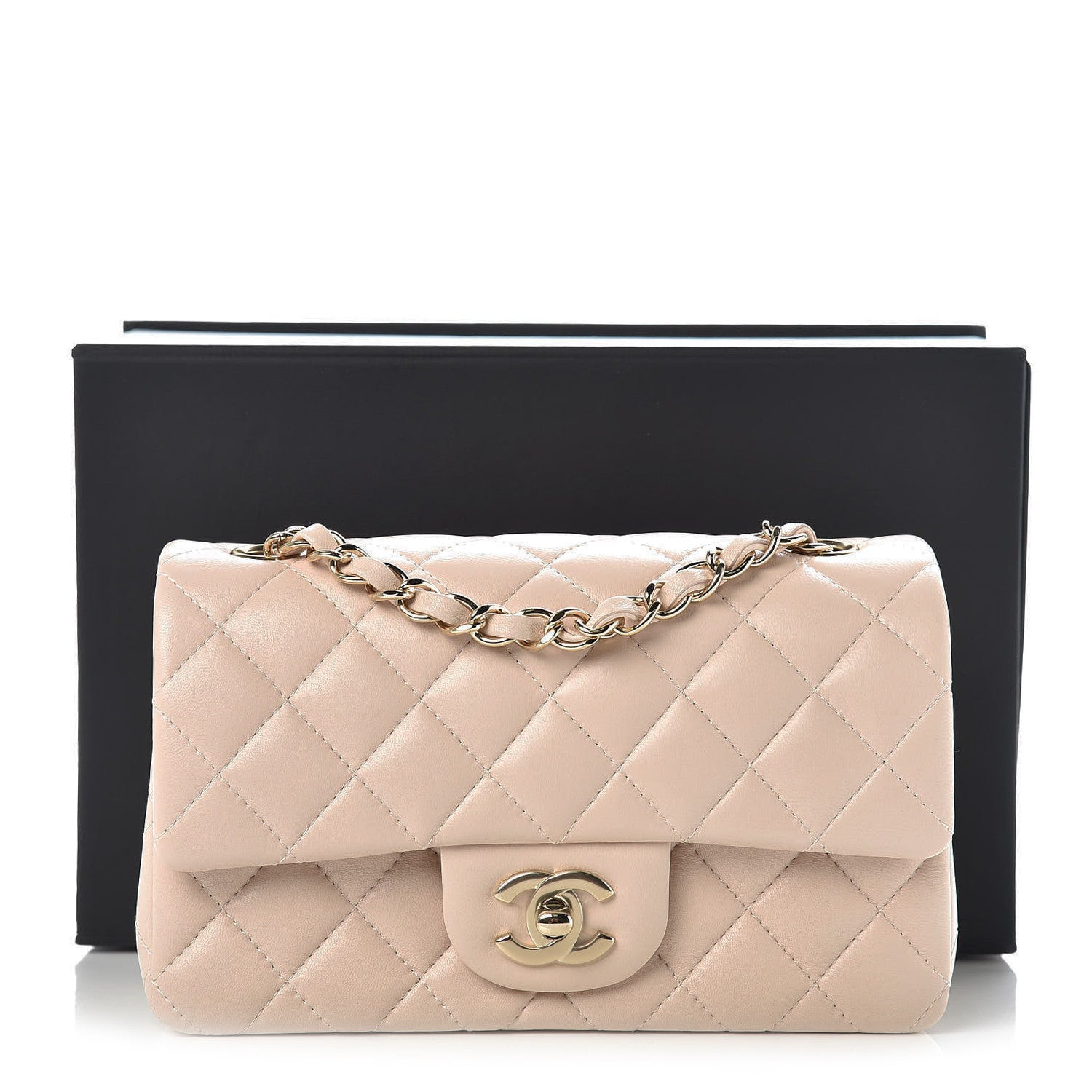 Chanel Lambskin Quilted Mini Rectangular Flap Light Beige 10 of 10