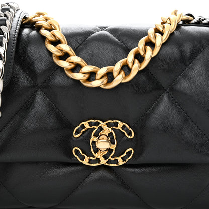 Chanel Shiny Goatskin Quilted Medium Chanel 19 Flap Black 8 of 11
