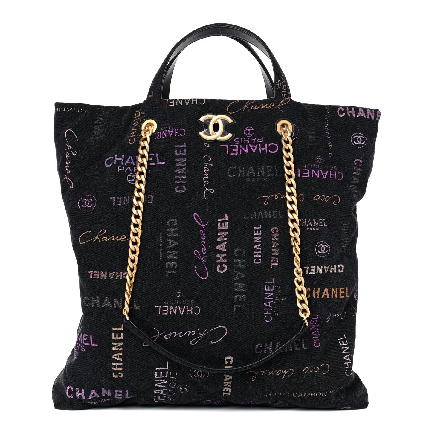 Denim Quilted Denim Mood Maxi Shopping Bag Black Multicolor