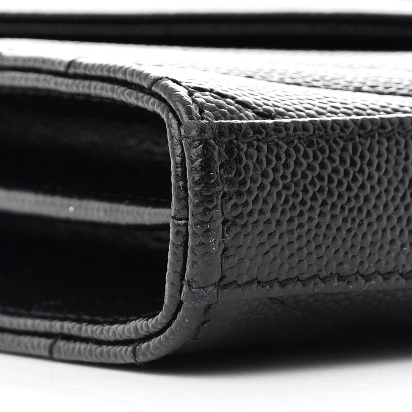 Grain De Poudre Matelasse Chevron Monogram Monochrome Chain Wallet Black
