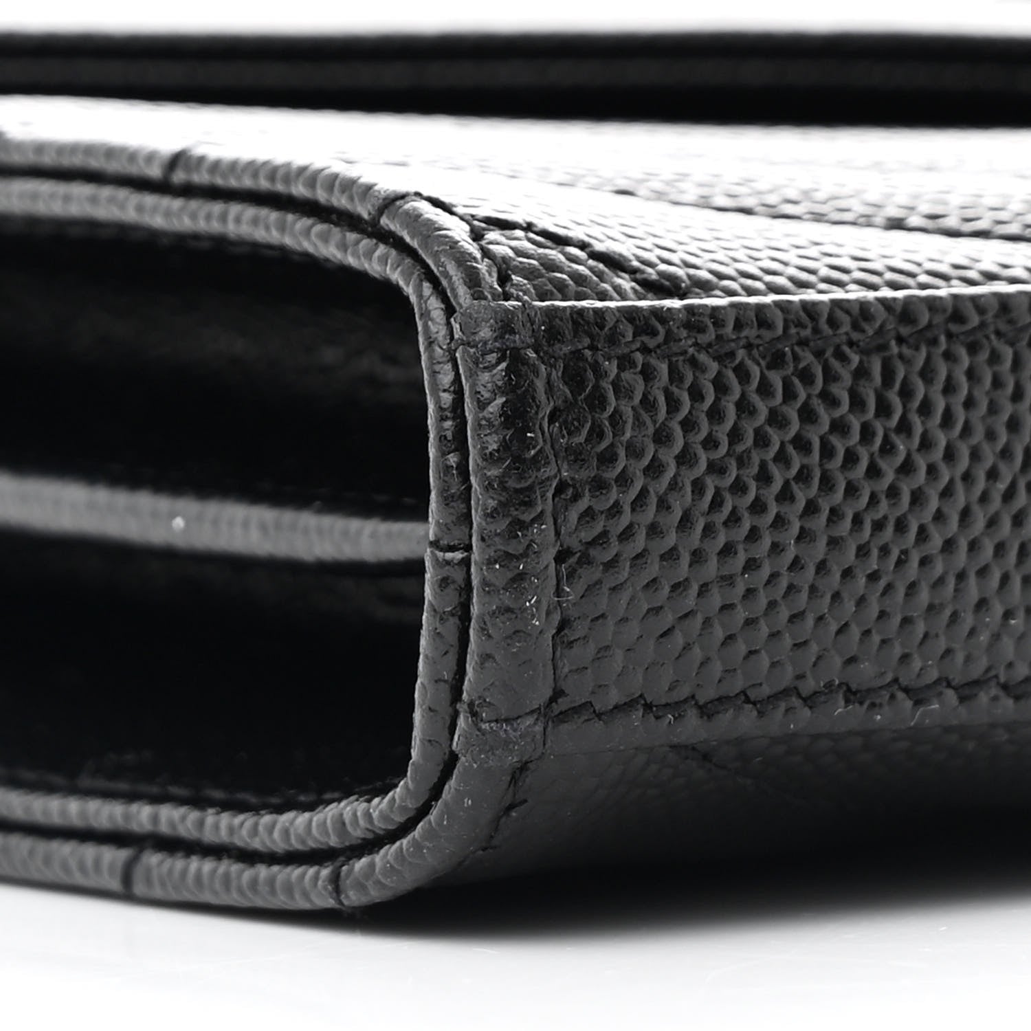 Saint Laurent Grain De Poudre Matelasse Chevron Monogram Monochrome Chain Wallet Black 10 of 11