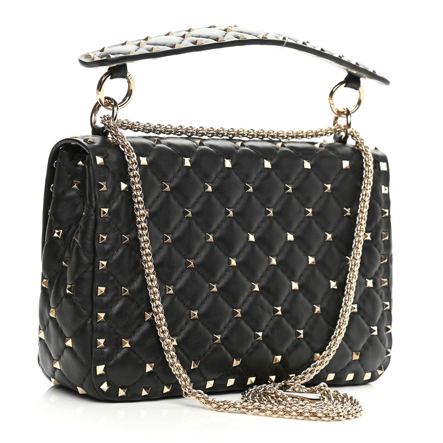 Valentino Garavani Lambskin VLTN Print Medium Rockstud Spike Shoulder Bag Black 3 of 10