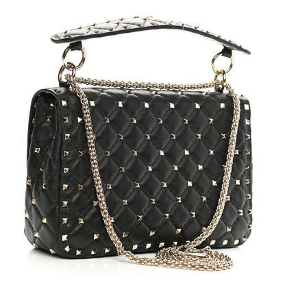 Valentino Garavani Lambskin VLTN Print Medium Rockstud Spike Shoulder Bag Black 3 of 10