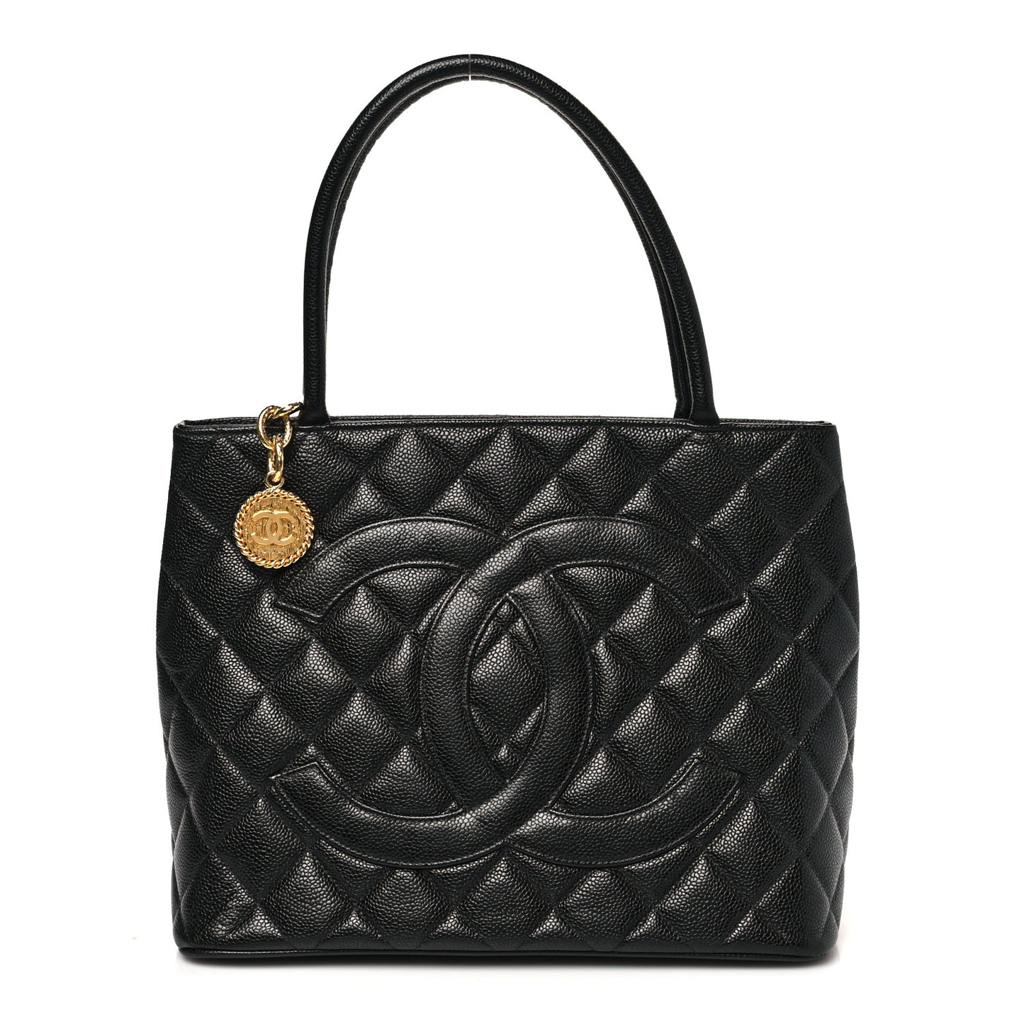 Caviar Quilted Medallion Tote Black