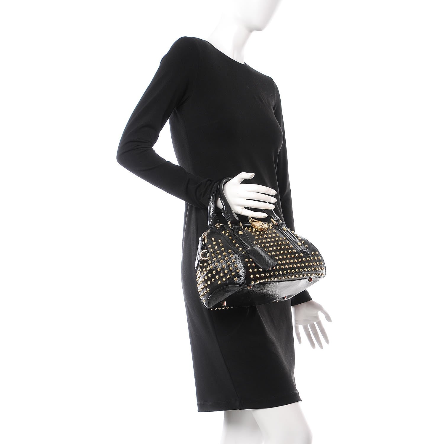 Burberry Patent Calfskin Studded Small Blaze Bowler Bag Black 2 of 8