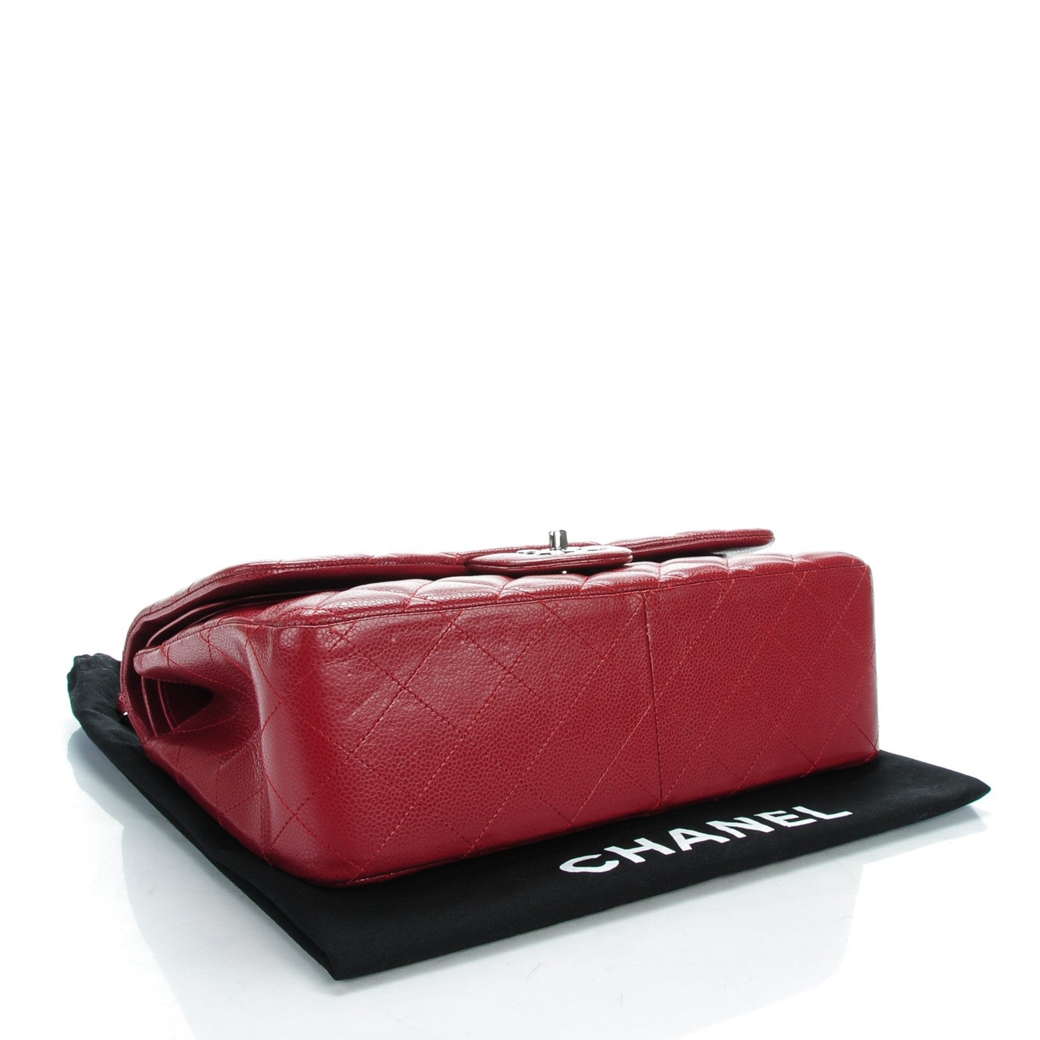 Chanel Caviar Quilted Jumbo Double Flap Dark Red 4 of 9