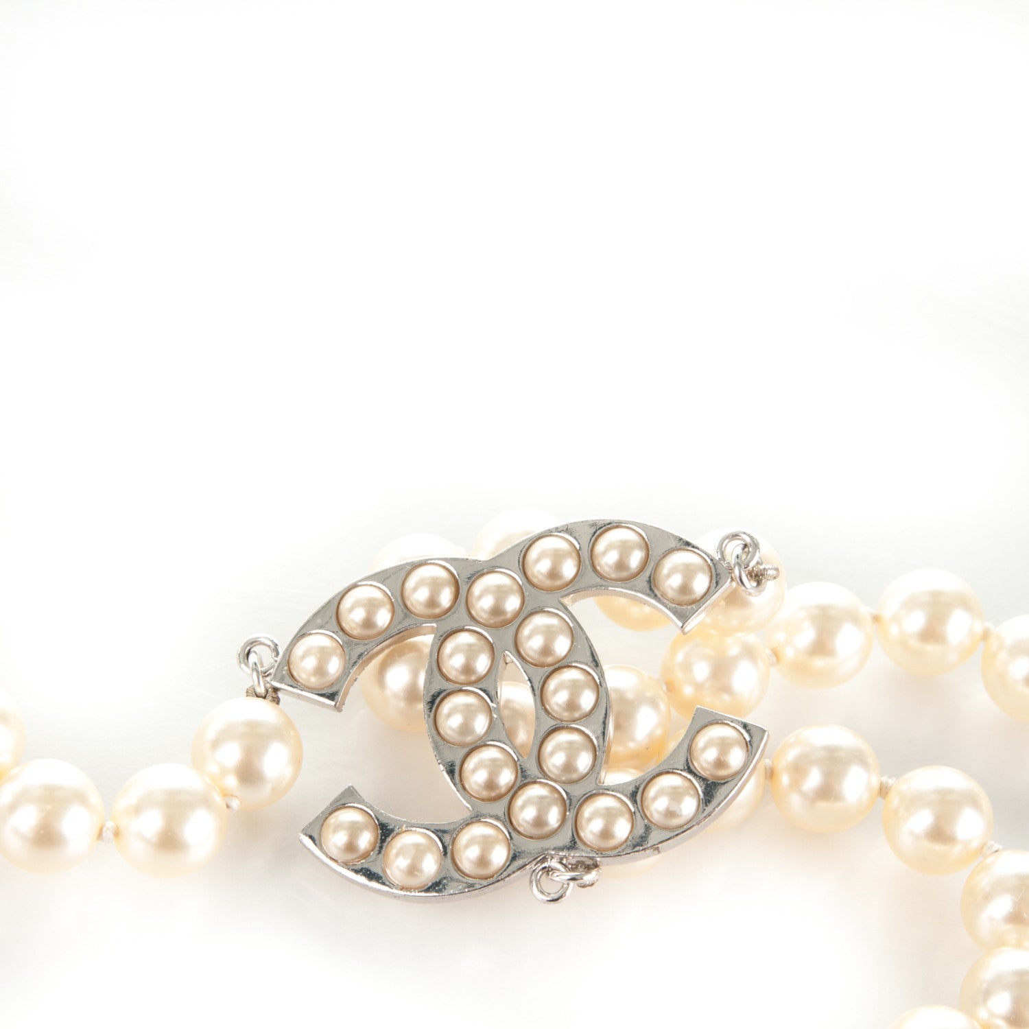 Chanel Pearl CC Double Strand Belt Silver 3 of 5