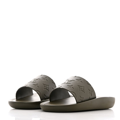 Louis Vuitton Rubber Monogram Embossed Sunbath Flat Mule 38 Kaki 3 of 10