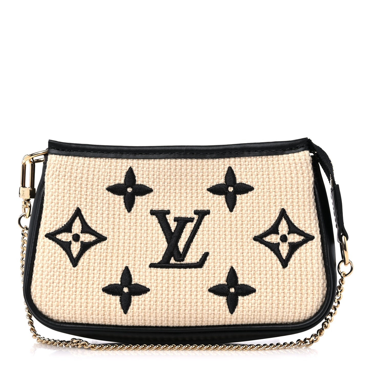 Cotton Monogram Giant Mini Pochette Accessories Beige Black
