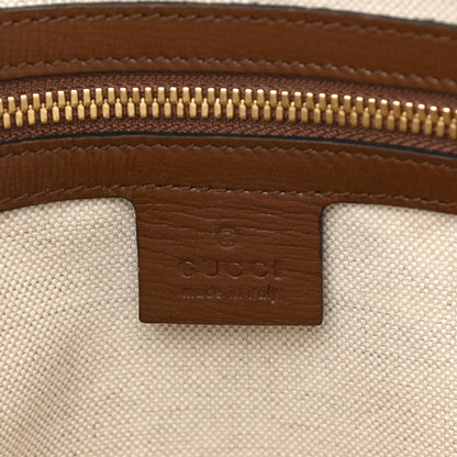 Gucci GG Supreme Monogram Azalea Calfskin Fake/Not Horsebit 1955 Duffle Bag Beige Ebony Brown Sugar 6 of 10