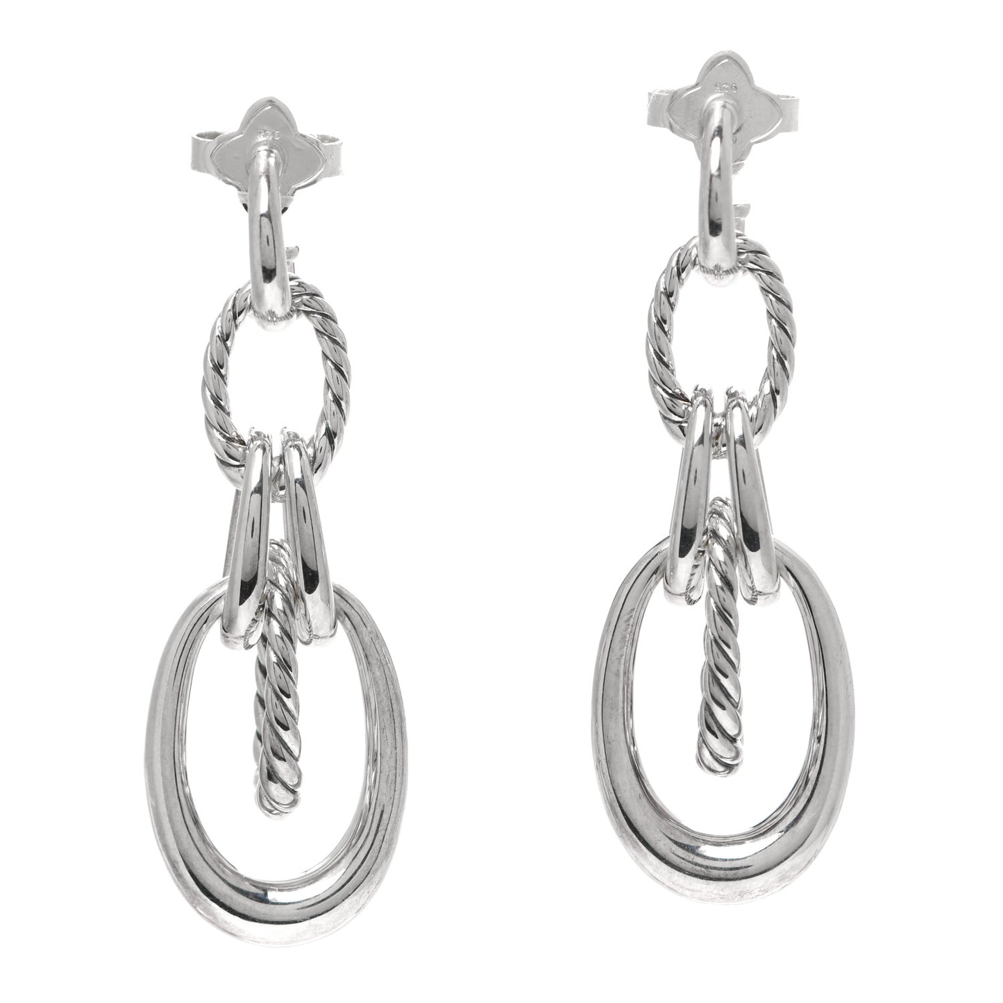 Sterling Silver Pure Form Drop Earrings