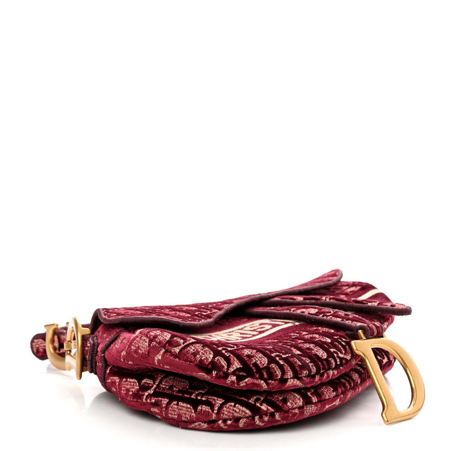 Christian Dior Velvet Oblique Saddle Bag Burgundy 4 of 10