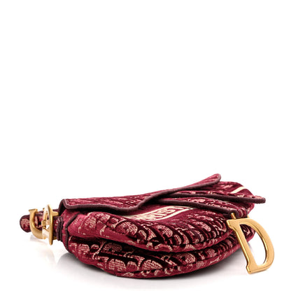 Christian Dior Velvet Oblique Saddle Bag Burgundy 4 of 10