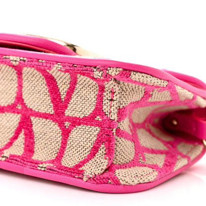 Valentino Garavani Toile Iconographe Goatskin Vlogo Small Loco Shoulder Bag Natural Pink PP 10 of 10