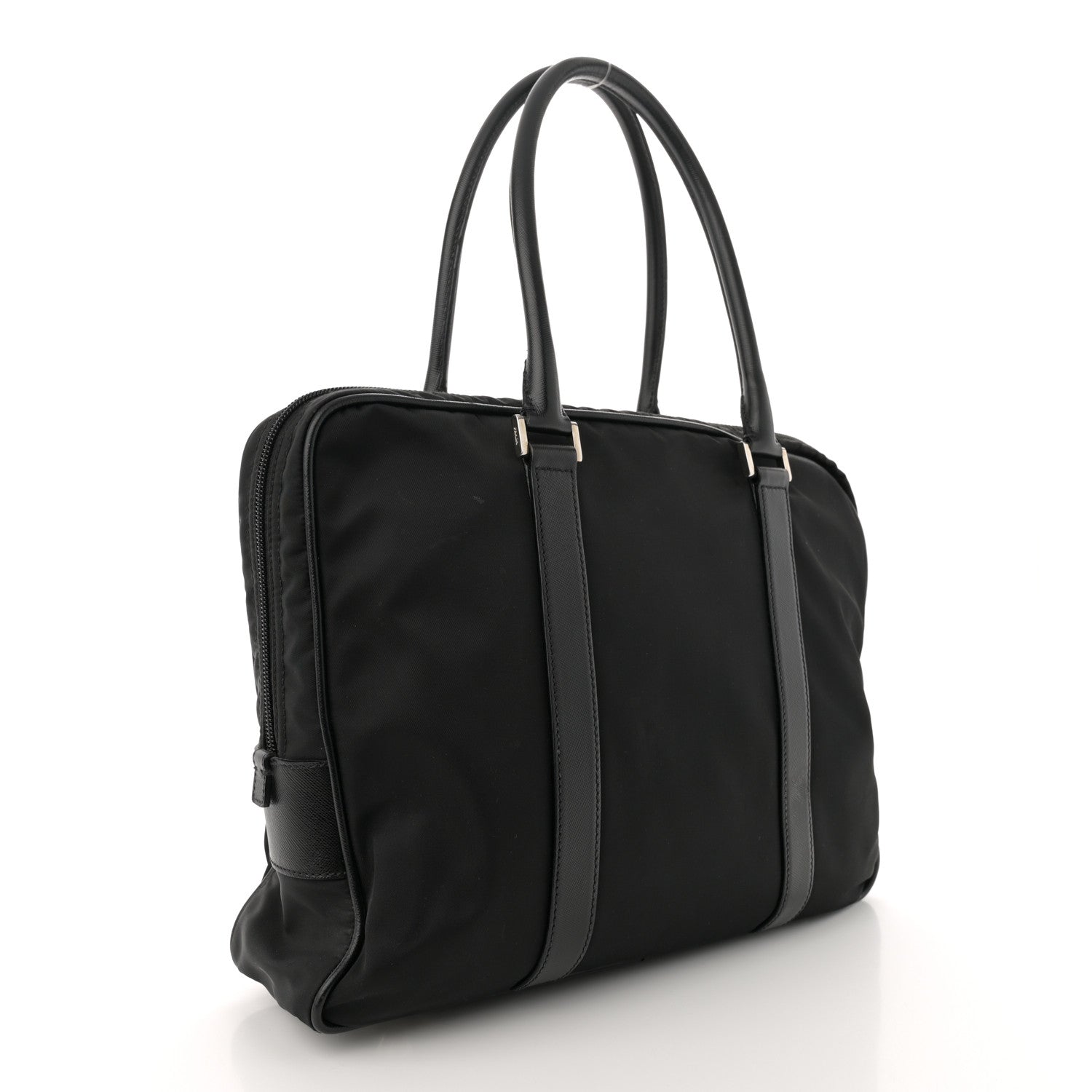 Prada Tessuto Nylon Saffiano Metal Triangle Logo Work Bag Black 3 of 14