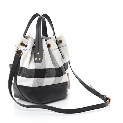 Burberry Grainy Calfskin House Check Canvas Small Heston Crossbody White Black 2 of 8