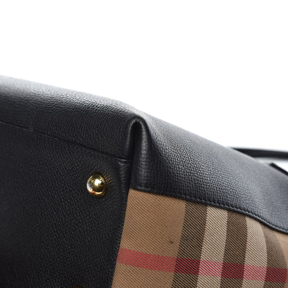 Burberry Derby Calfskin House Check Medium Welburn Tote Black 9 of 13
