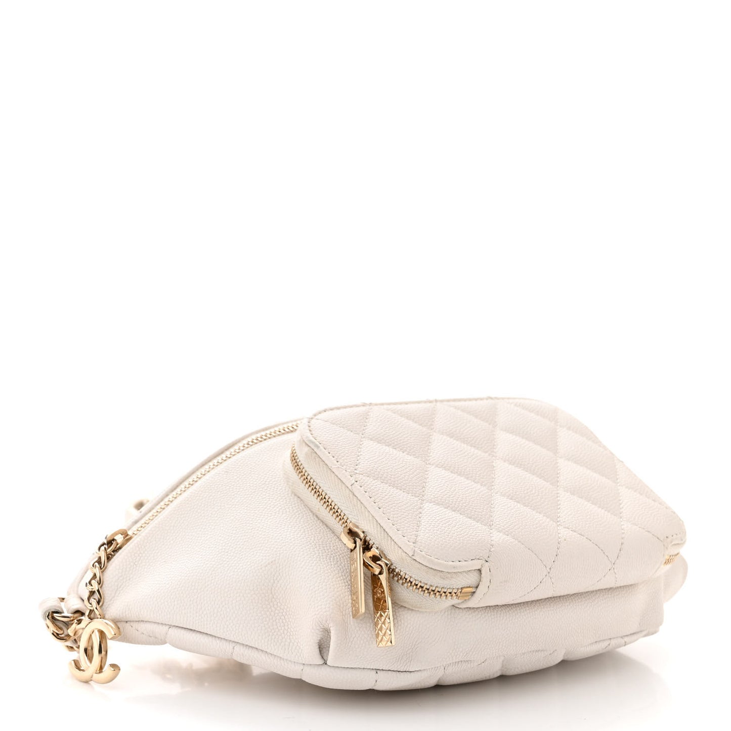 Caviar Quilted Business Affinity Waist Belt Bag White