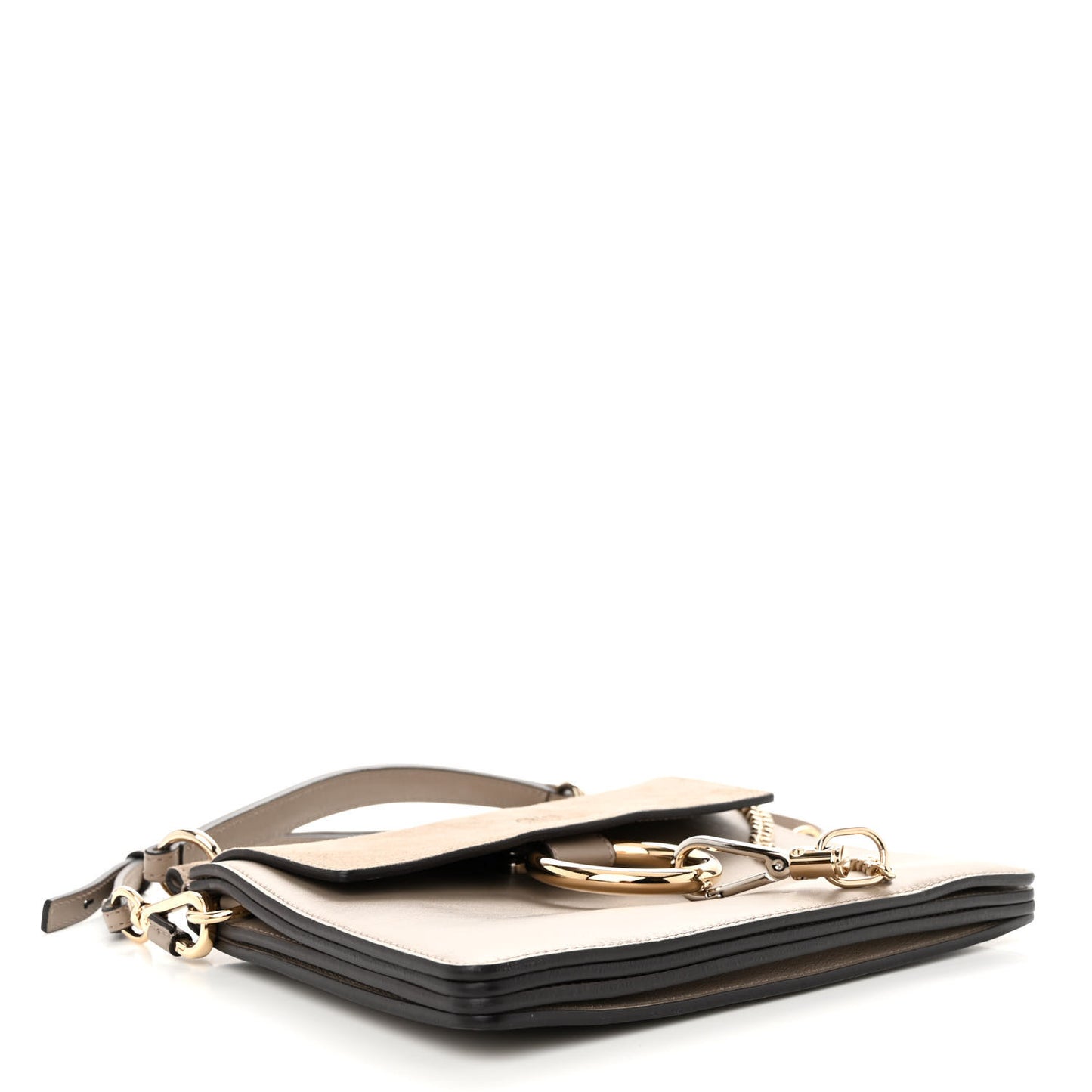 Suede Calfskin Small Faye Top Handle Bag Motty Grey