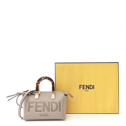 Fendi Vitello King Plexiglass Logo Embossed Mini By The Way Top Handle Boston Bag Tortora 11 of 11