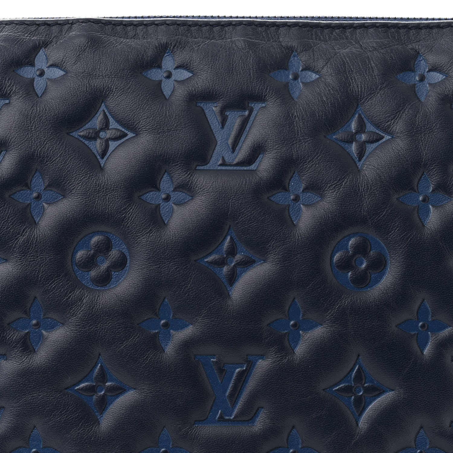Louis Vuitton Lambskin Embossed Monogram Coussin PM Navy 9 of 13