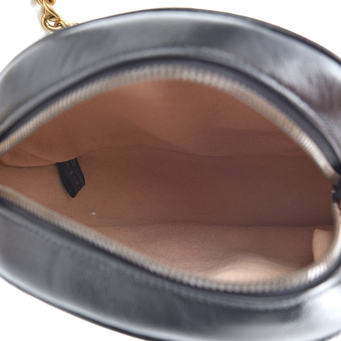 Azalea Calfskin Matelasse Heart Mini GG Marmont Round Shoulder Bag Black
