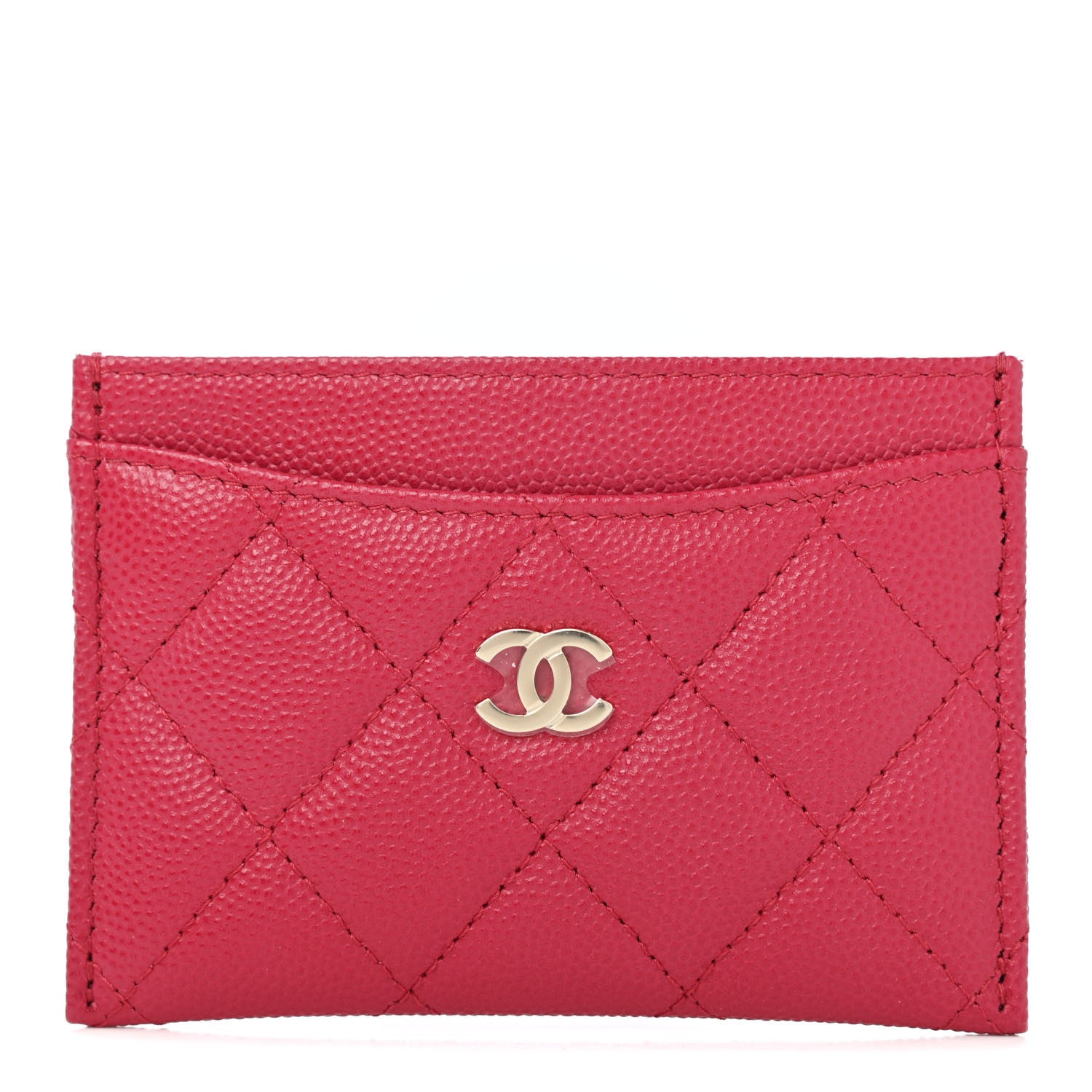 Chanel Caviar Quilted Card Holder Dark Pink 1 of 4