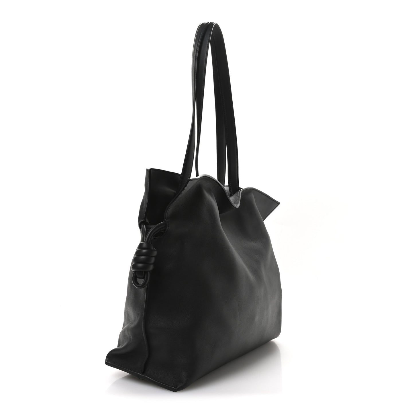 Calfskin Large Flamenco Knot Bag Black