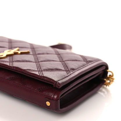 Saint Laurent Lambskin Diamond Quilted Angie Chain Bag Burgundy 9 of 9