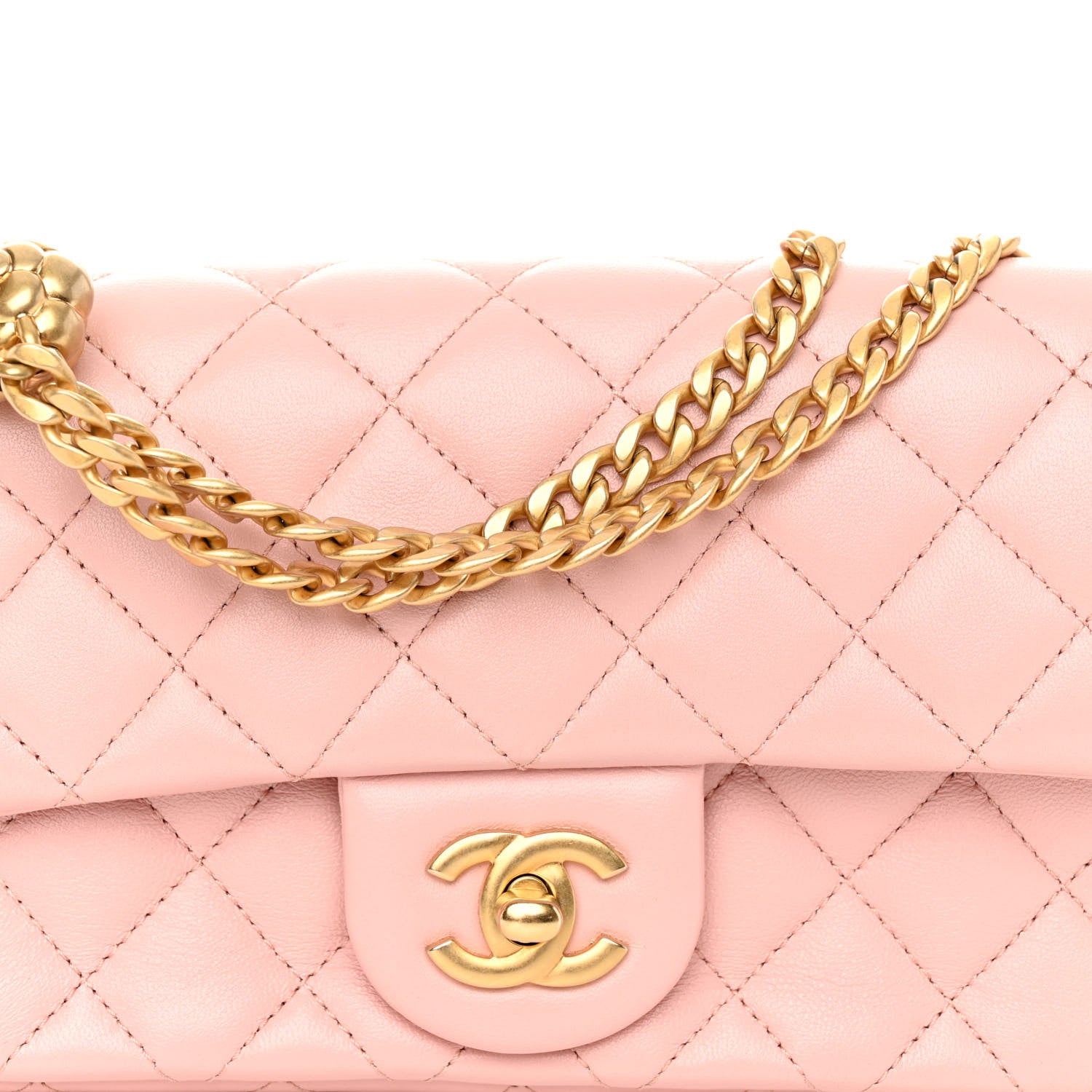 Chanel Lambskin Quilted Mini Rectangular Sweet Camellia Flap Light Pink 7 of 10