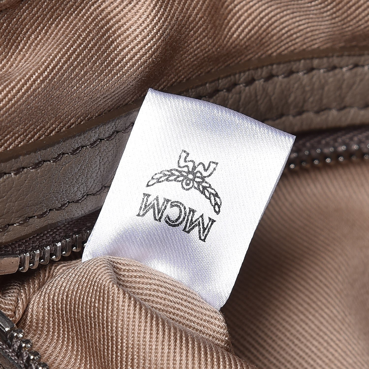 MCM Grained Calfskin Monogram Medium Klara Top Zip Tote Urban Taupe 7 of 10