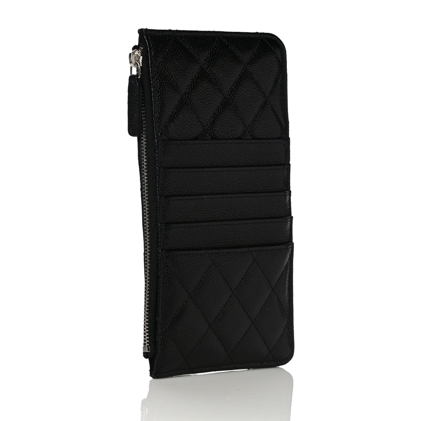 Caviar Quilted Classic Flat Wallet Pouch Black