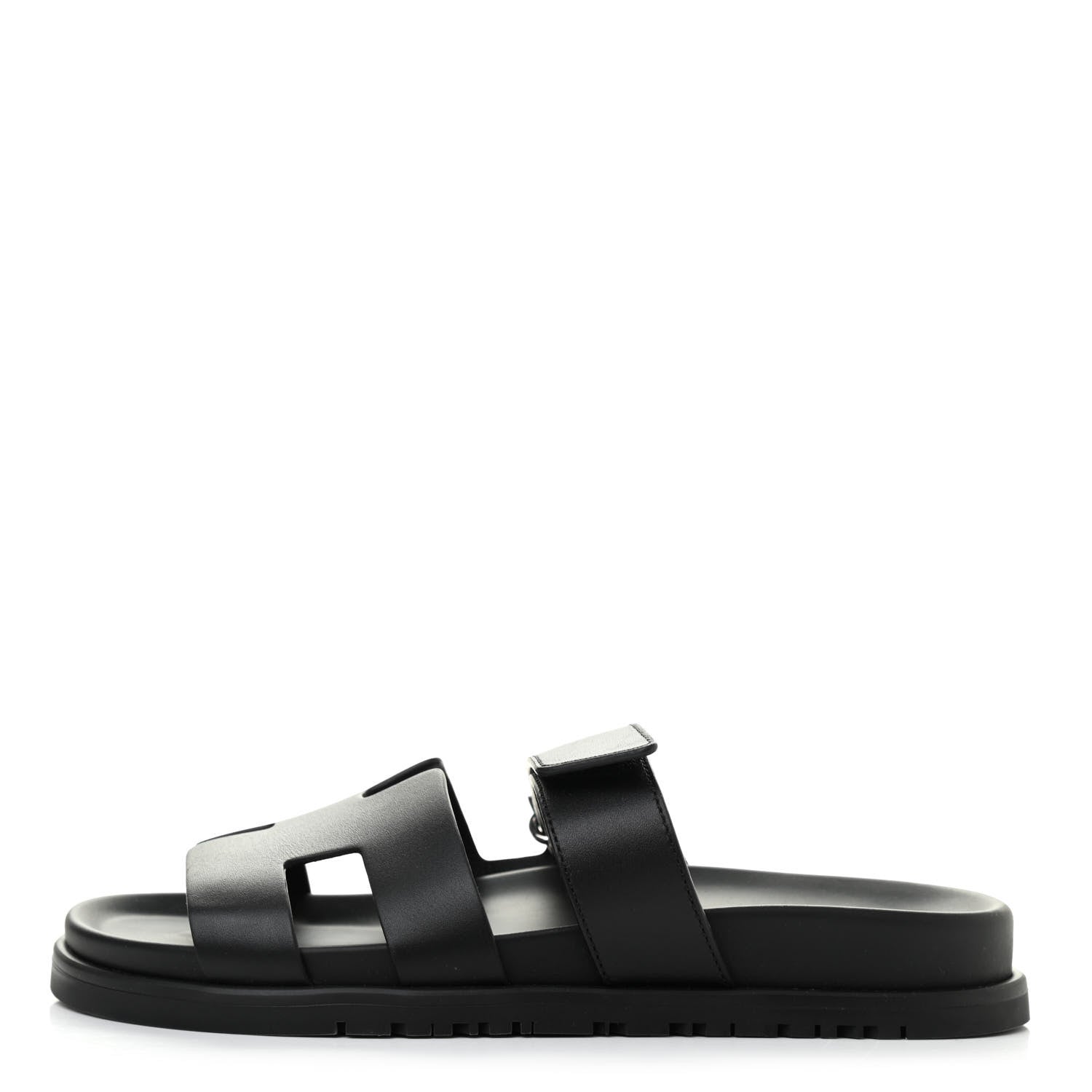 Hermes Calfskin Womens Chypre Sandals 37 Black 1 of 8