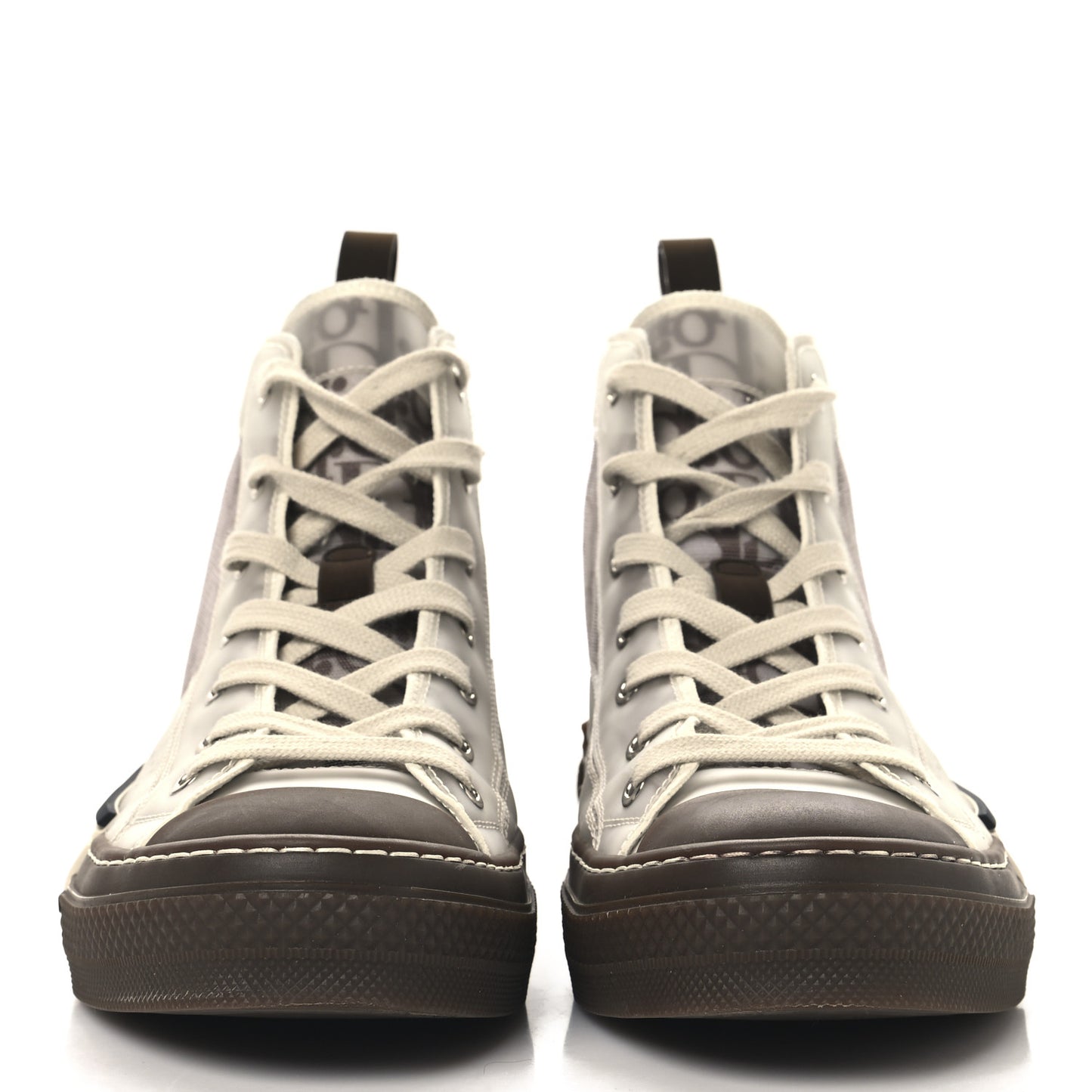 Technical Canvas Oblique Mens B23 High Top Sneakers 41 Brown Beige