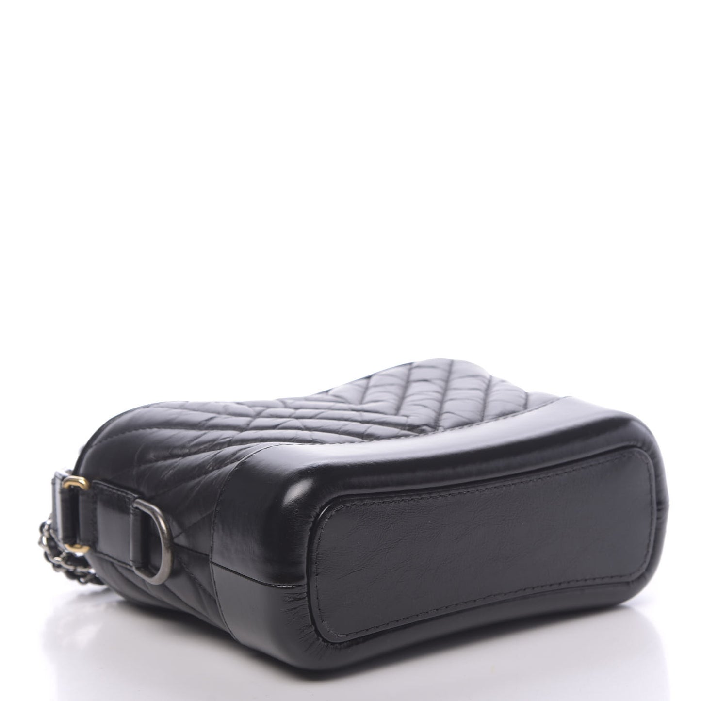 Aged Calfskin Chevron Quilted Small Gabrielle Hobo Black