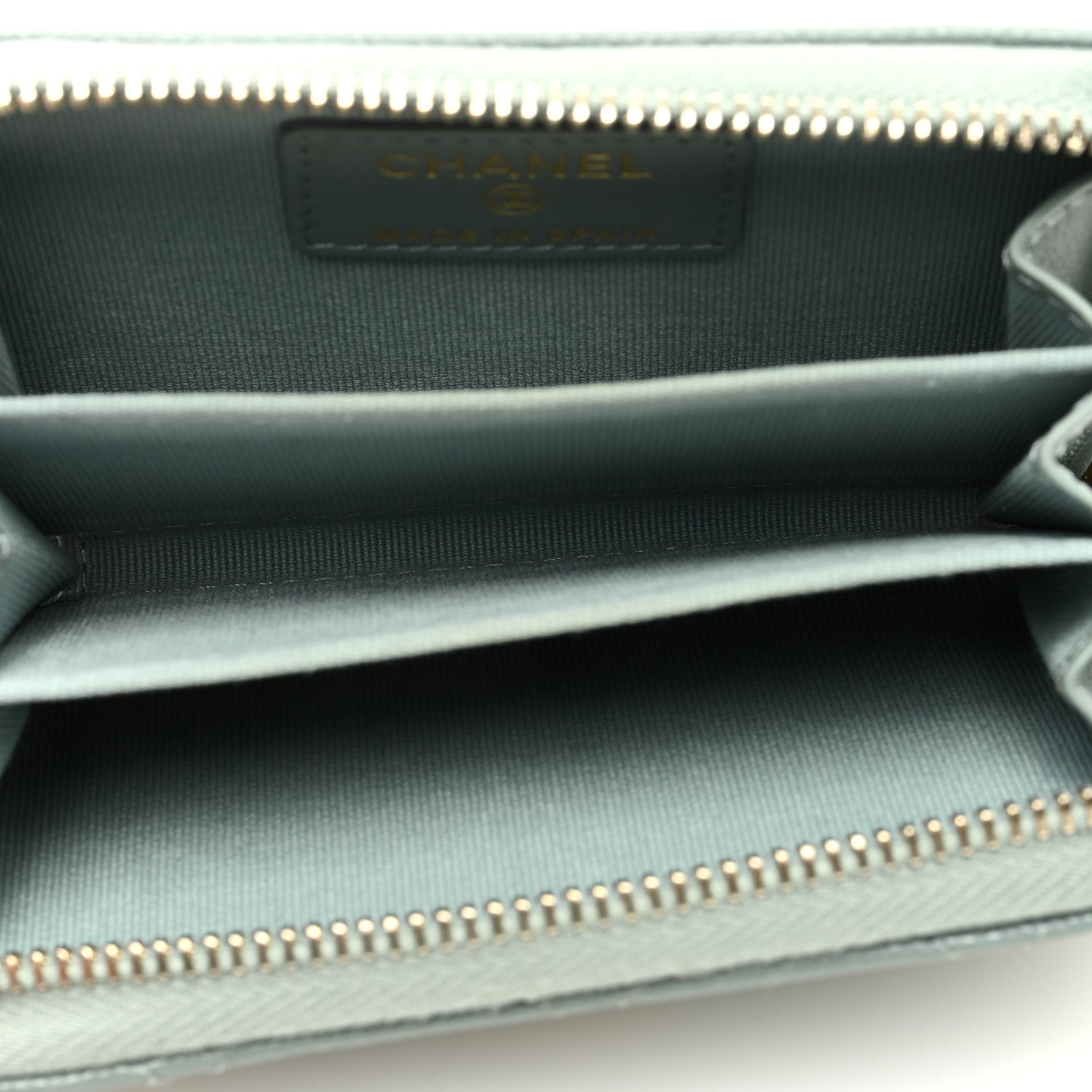 Chanel Caviar Quilted Zip Around Coin Purse Wallet Grey 5 of 8