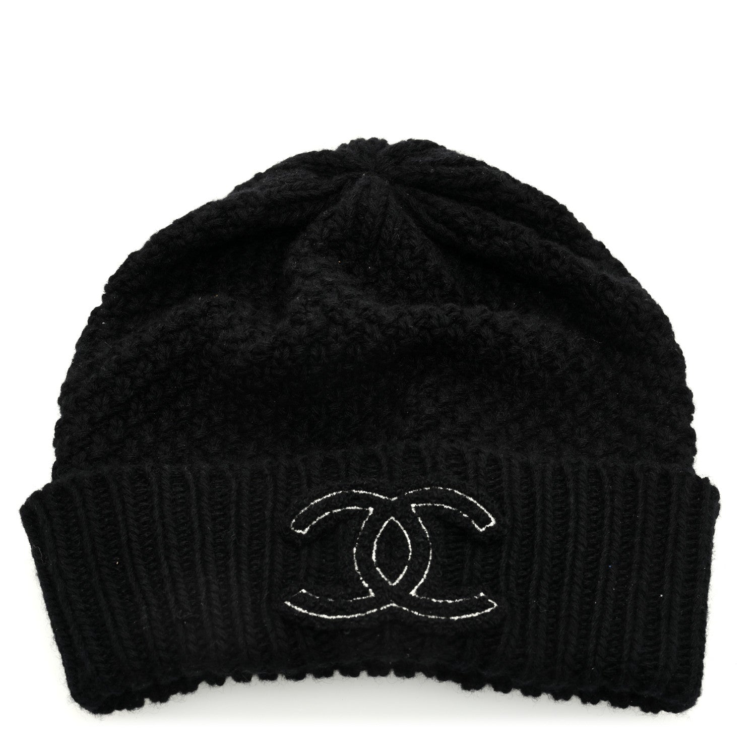 Chanel Cashmere CC Beanie Hat Black 1 of 5