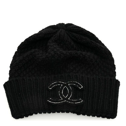 Chanel Cashmere CC Beanie Hat Black 1 of 5